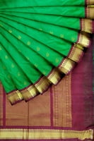 9 yards Saree Silk | Madisar Saree Iyer Green Maroon border