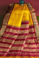 9 yards Saree Silk | Madisar Saree Mango yellow madisar Silk saree