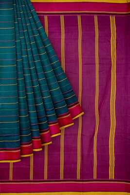 9 yards Saree Madisar | Readymade Madisar | Simple Green Cotton saree