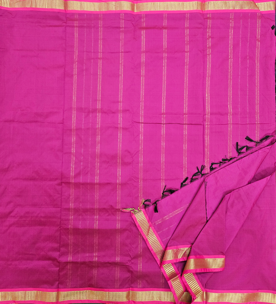 10 Yards Semi Silk Saree Majenta or pink Self border 