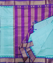 🌊 10 Yards Pure Silk Madisar – Sea Blue with Purple Rich Pallu