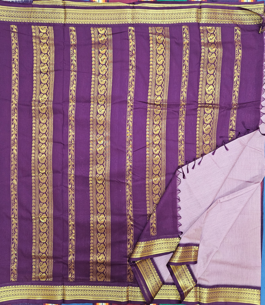 10 yards Kalyani Light Purple/Brown Border