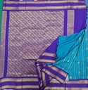 9 yards Kalyani cotton Sky Blue/Purple Border