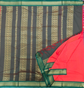 10 yards Kalyani cotton Fanta Orange/ Green Border