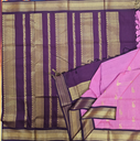 10 Yards Madisar Kalyani cotton Lotus Pink/Navy Blue Border