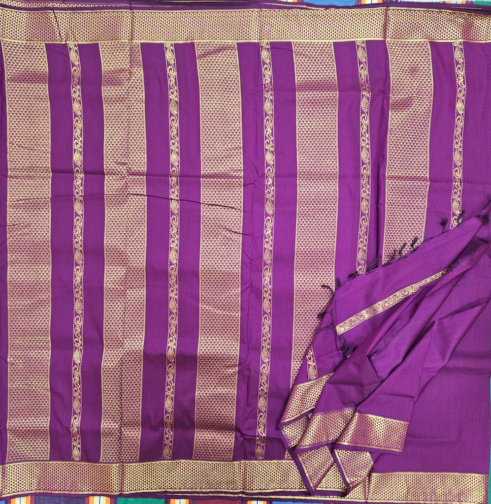 10 yards Kalyani Purple Golden Border