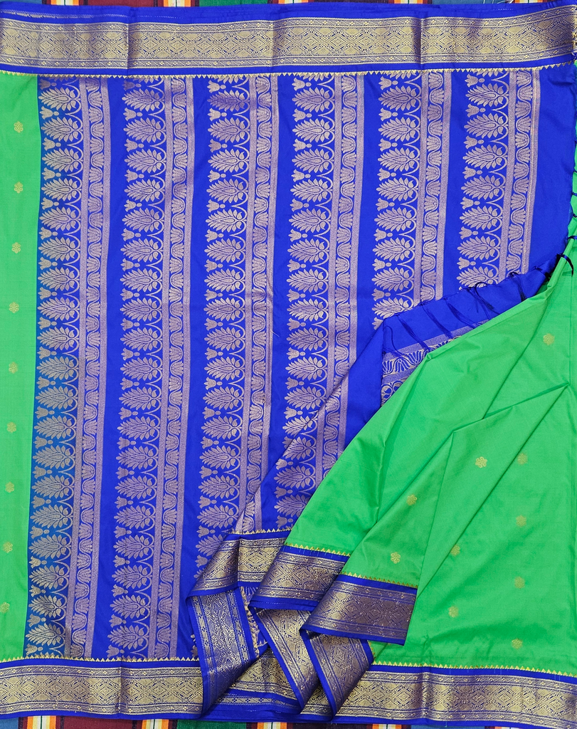 10 yards Semi Silk Dark Green /violet Border