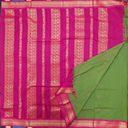 10 yards Kalyani Cotton Mehandi Green/Pink Border