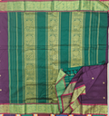 9 yards Arani Silk saree Brown with golden Butta/Green grand Pallu