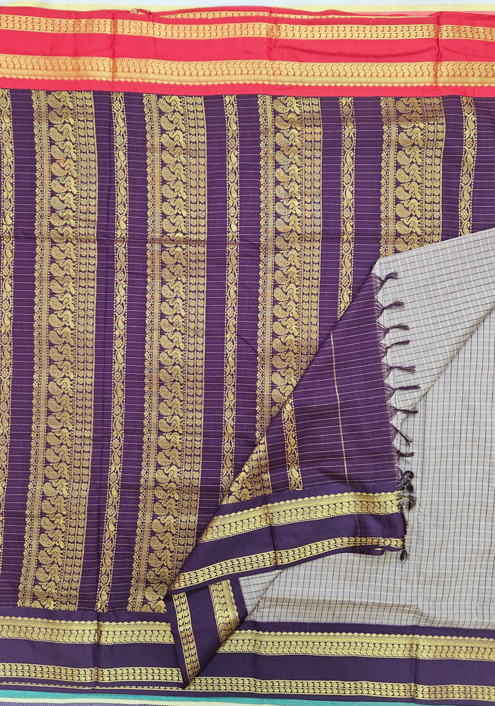 🌸 10 Yards Dark Grey Ganga Jamuna Border