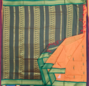 10 yards Kalyani Cotton Mango Yellow /Green Pallu