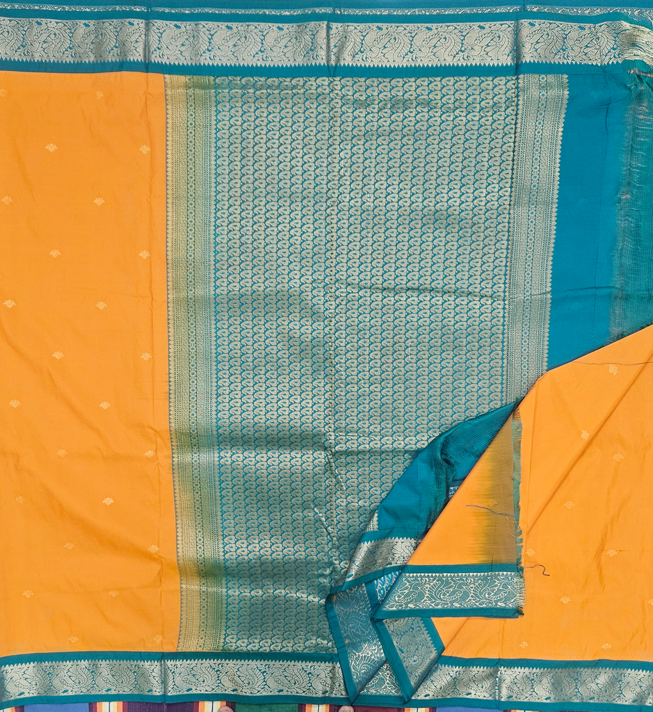 10 Yards Lemon Yellow /Sky Bluish Green Border