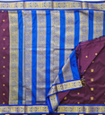🍇 10 Yards Semi Silk Madisar – Navapazham Purple with Ink Blue Grand Border