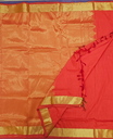 Kalyani Cotton Saree – Fanta Orange with Golden Banaras Border 