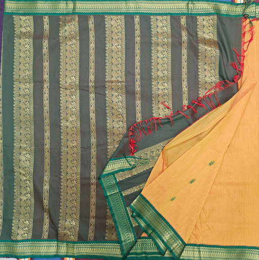10 yards Kalyani Cotton Mango Yellow/Manthulir Green 