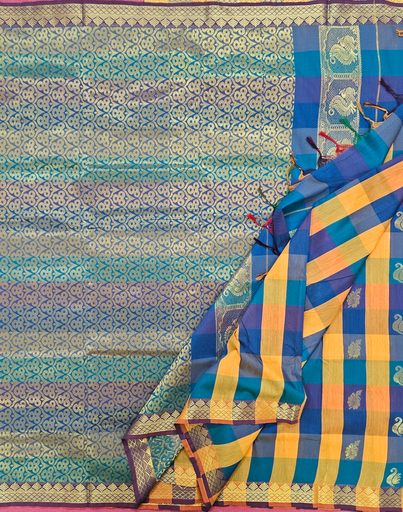 🩵 10 Yards Kalyani Cotton Pallum Pazamum saree