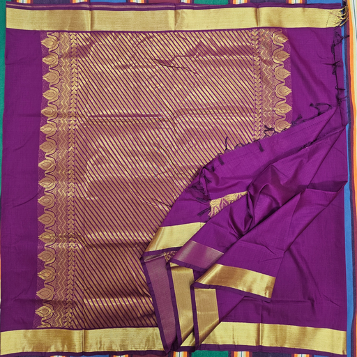 10 yards Kalyani Purple Golden Border