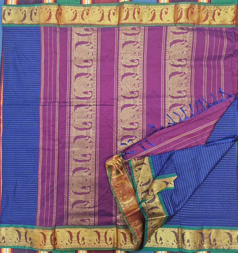 9 yards Semi Silk Saree Veldhari/Majenta grand Border 