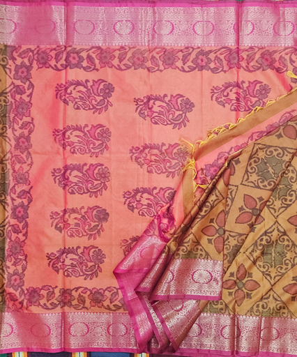 10 Yards Kochamalli Saree Double shade green 