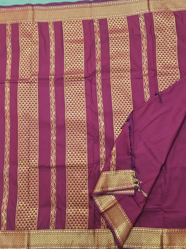 🪔 10 Yards Kalyani Cotton Kura Pudavai – Royal Purple & Grand Green
