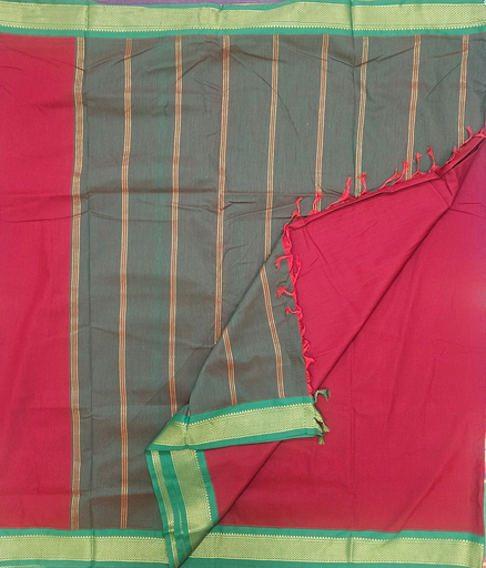 🌸 10 Yards Kalyani cotton Kura Pudavai Maroon with Manthulir Border