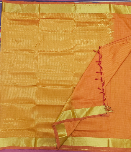 Kalyani Cotton Saree – Yellow with Golden Banaras Border 