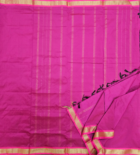 10 Yards Semi Silk Saree Majenta or pink Self border 