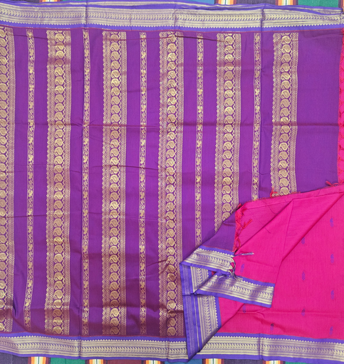 10 Yards Kalyani Cotton Majenta / Purple Border